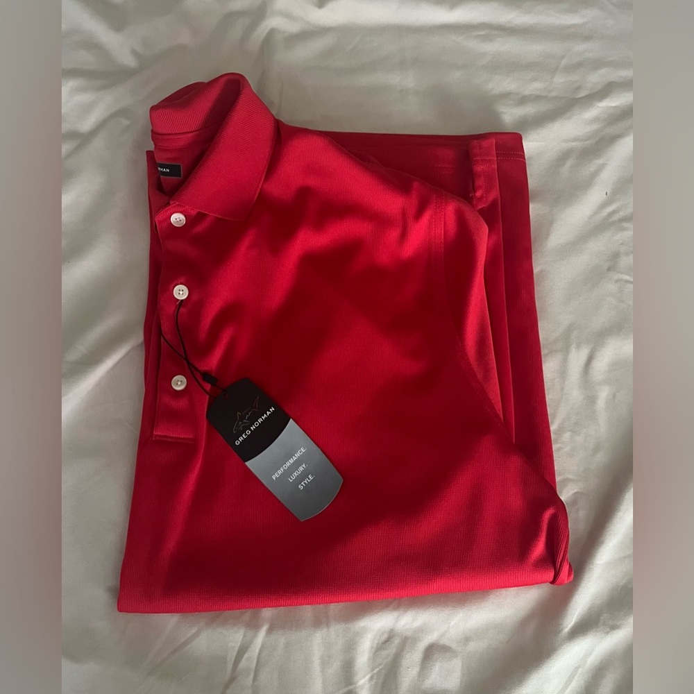 Greg Norman Collection Men's Polo Shirt 3Set - Green, Red & Blue w/white strips. - Picture 7 of 16